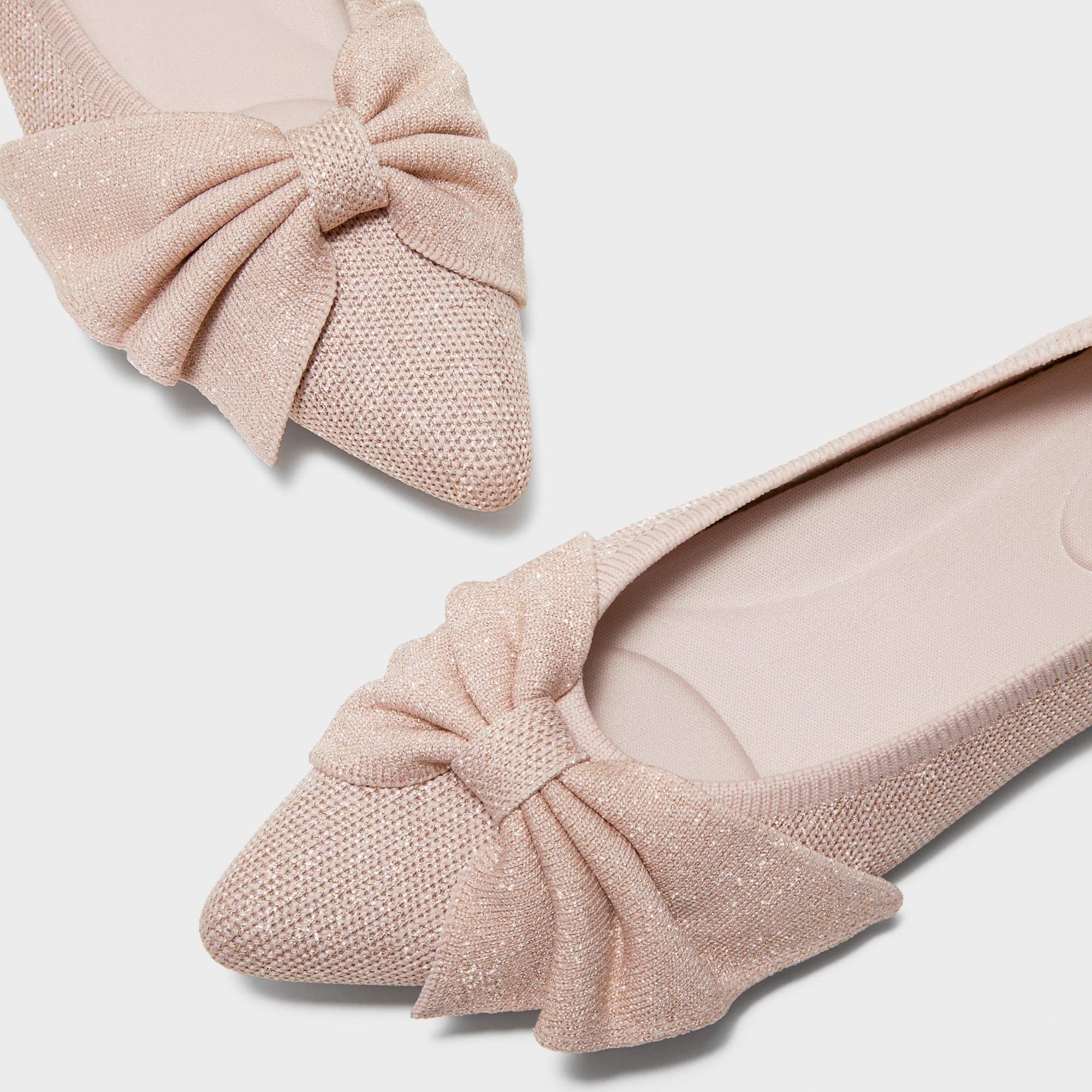 Pointed-Toe Bow Flats (Azura), Rose gold, EU39 | VIVAIA
