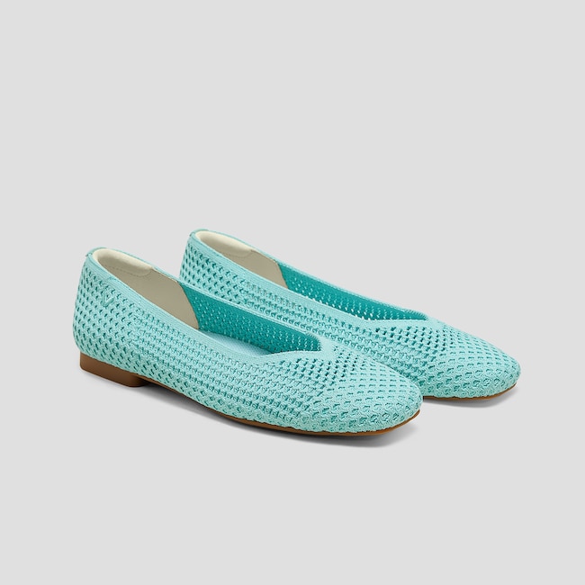 Square-Toe V-Cut Mesh Flats (Margot 2.0)