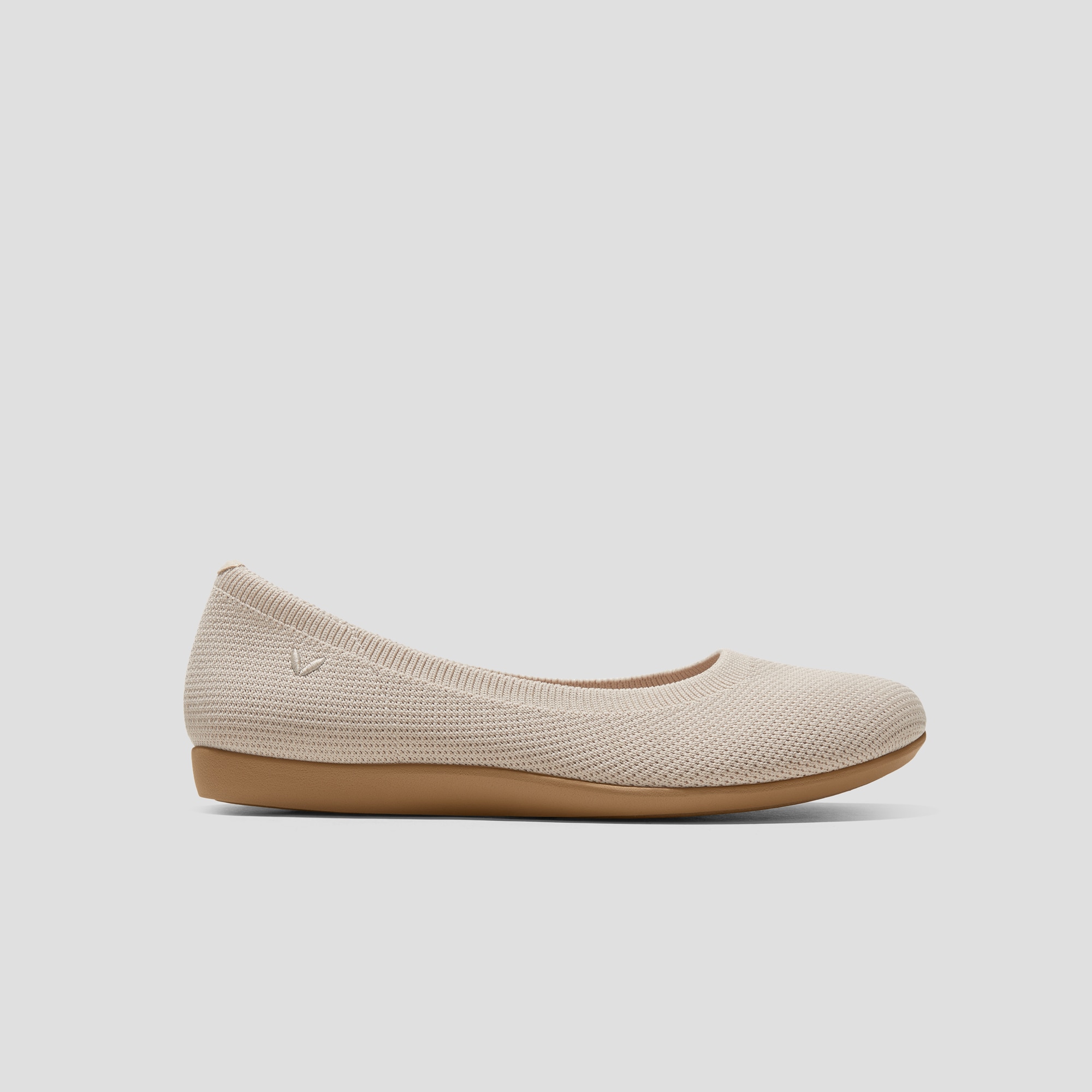 Water-Repellent Round-Toe Walking Flats (Claire Walker), ALMOND