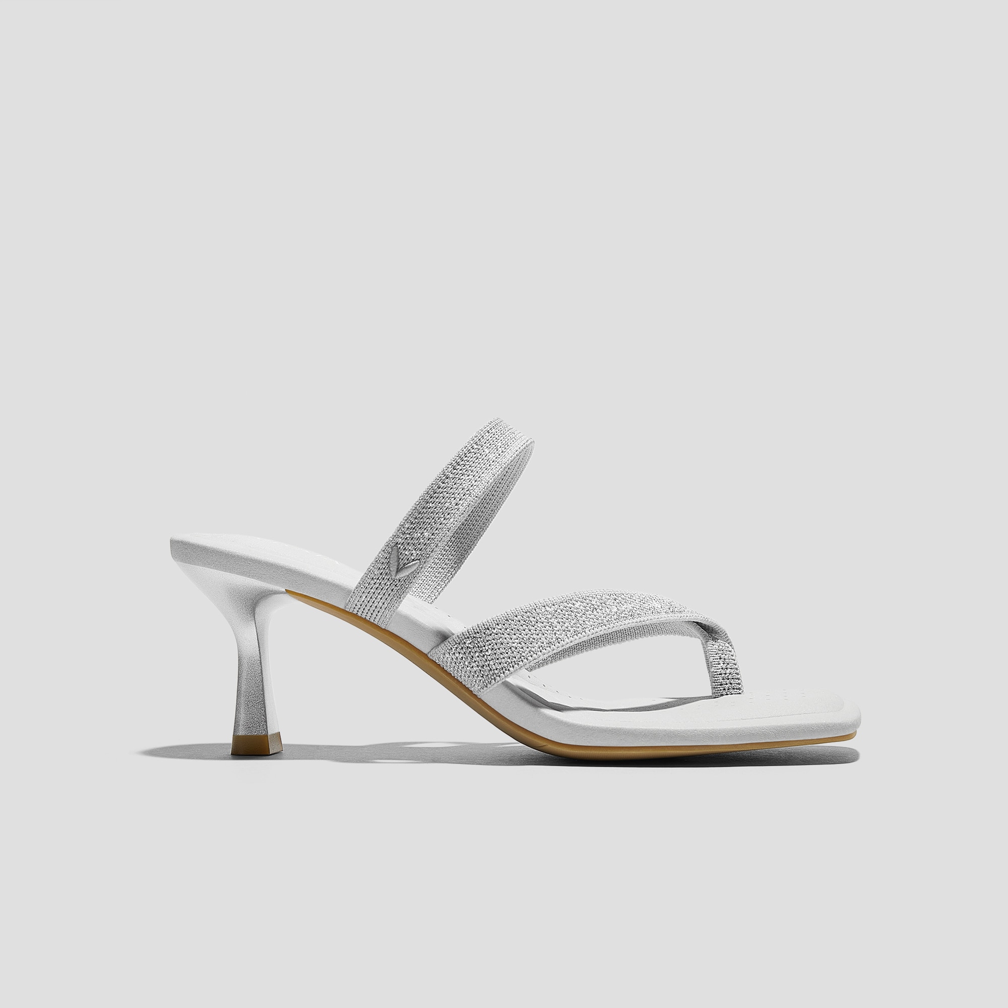 【I AM MARI】Viva Square Strap Sandals Heel (7cm) Square-Toe Mid Heel Strappy Sandals (Alina), METALLIC
