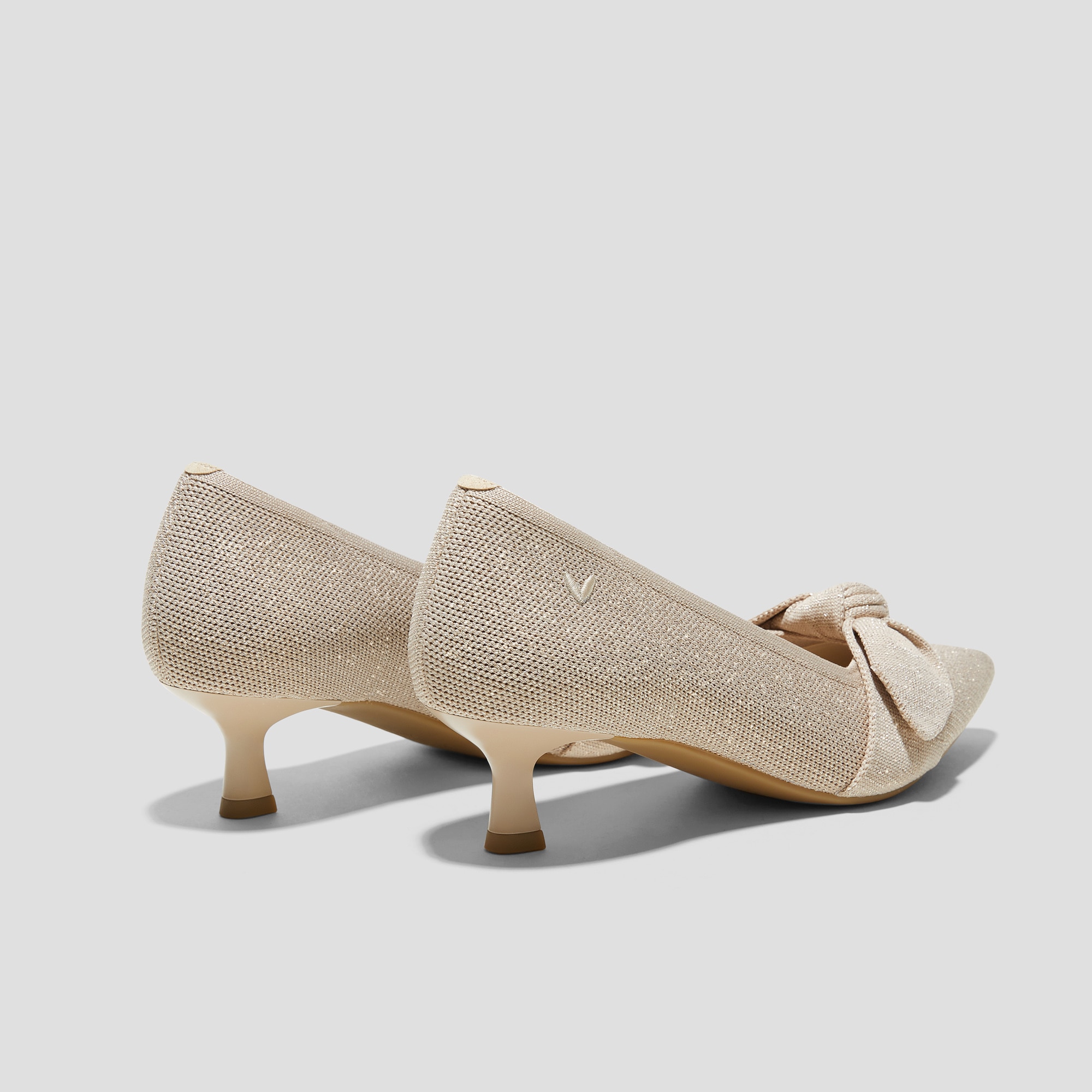 Pointed-Toe Bow Kitten Heels (Sasha), GOLDEN ALMOND, EU35 | VIVAIA