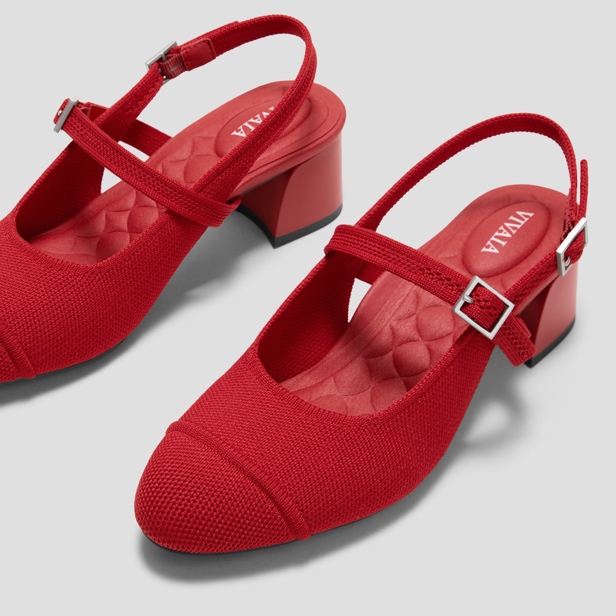 Almond-Toe Slingback Mary-Jane Sandals (Juliana), RUBY RED, EU35