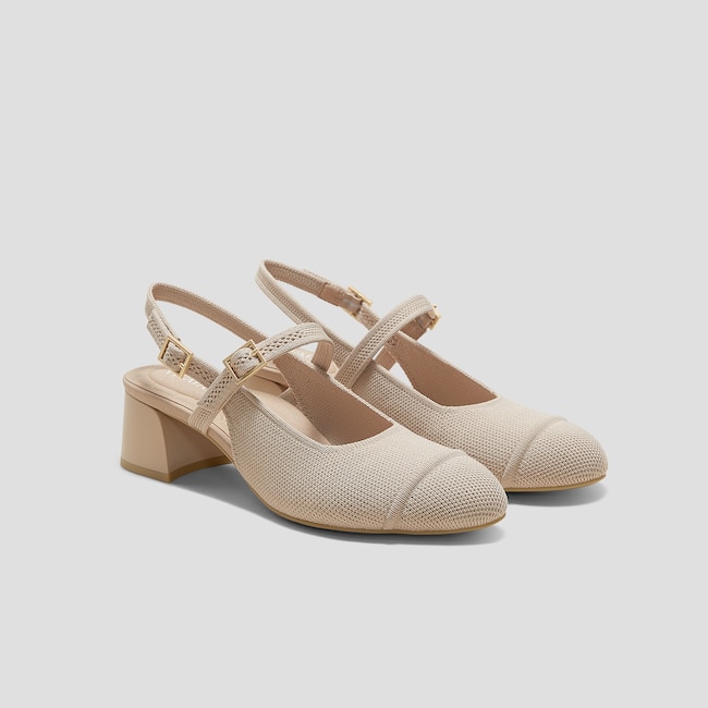 Almond-Toe Slingback Mary-Jane Sandals (Juliana)