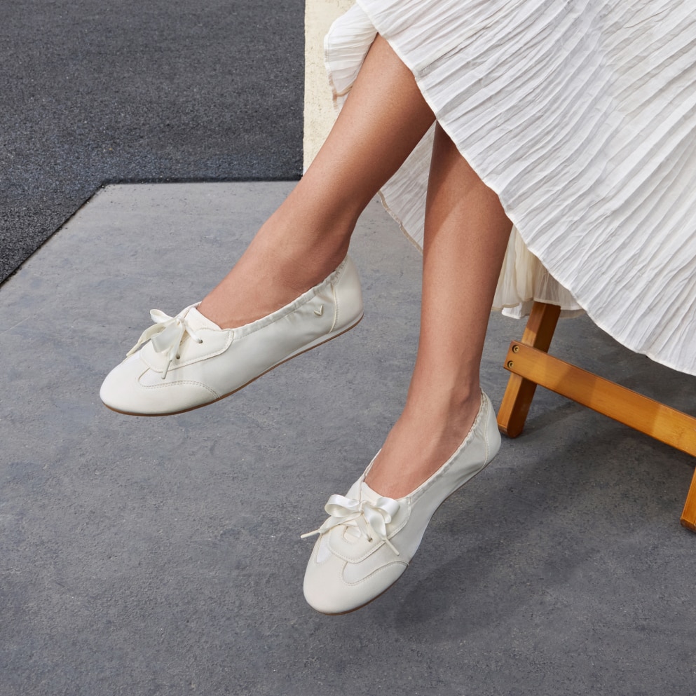 Round-Toe Satin Sneakerina (Yanka), LIGHT GOLD | VIVAIA