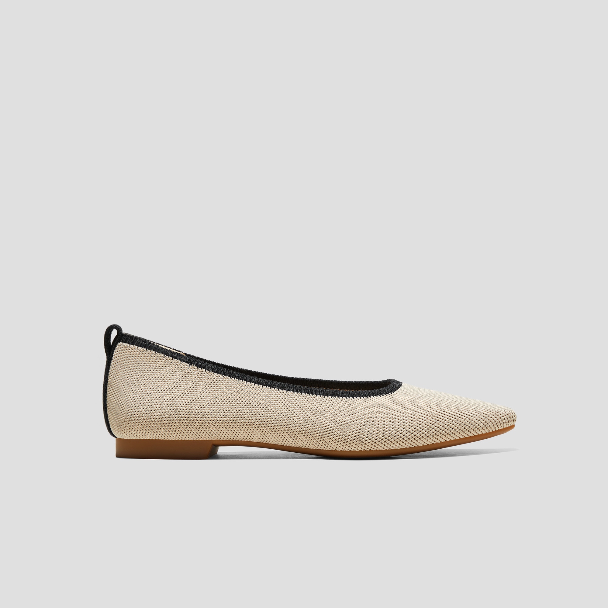 Square-Toe Flats (Kathleen), ALMOND BLACK, EU35 | VIVAIA