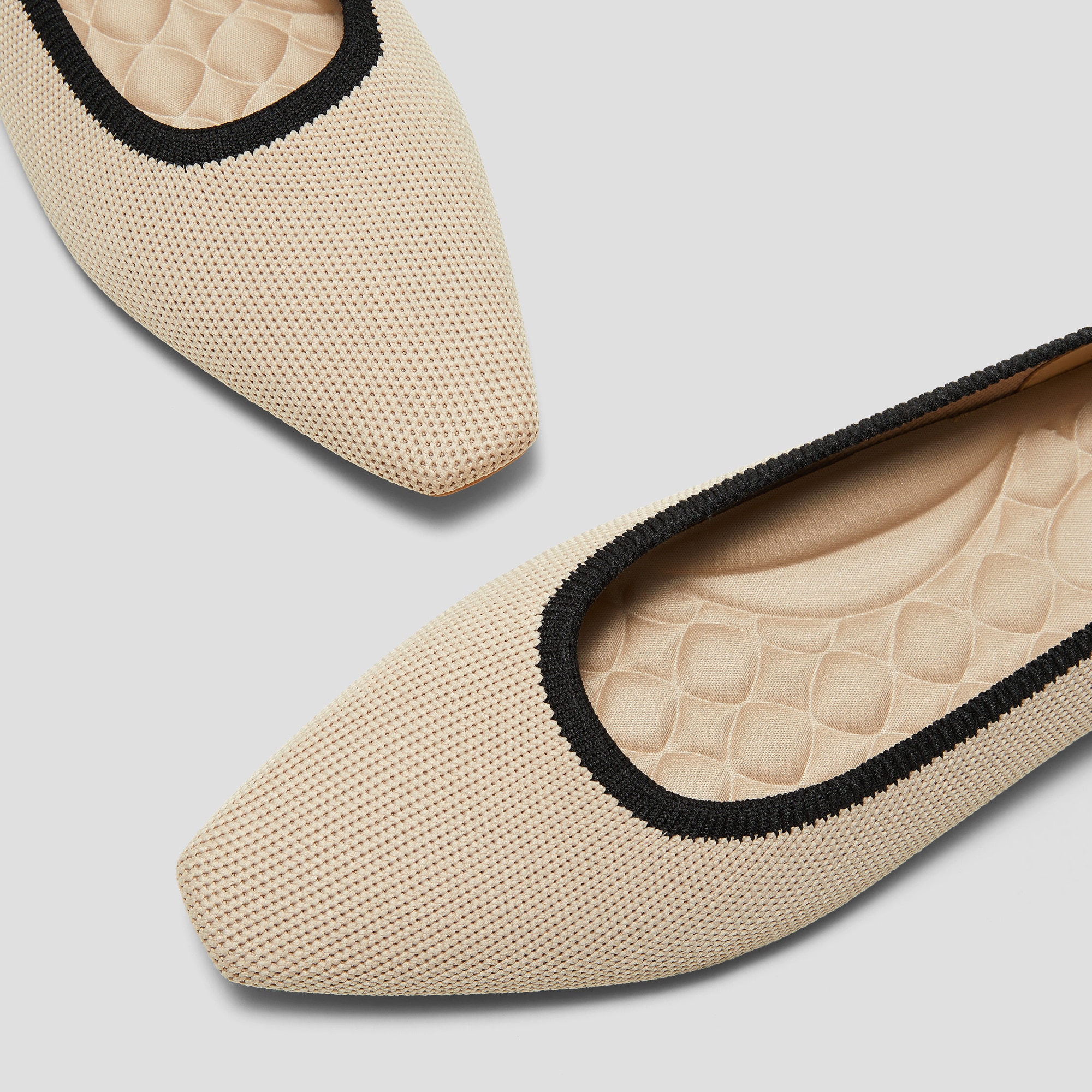 Mini Square-Toe Flats (Kathleen), ALMOND BLACK, EU35 | VIVAIA
