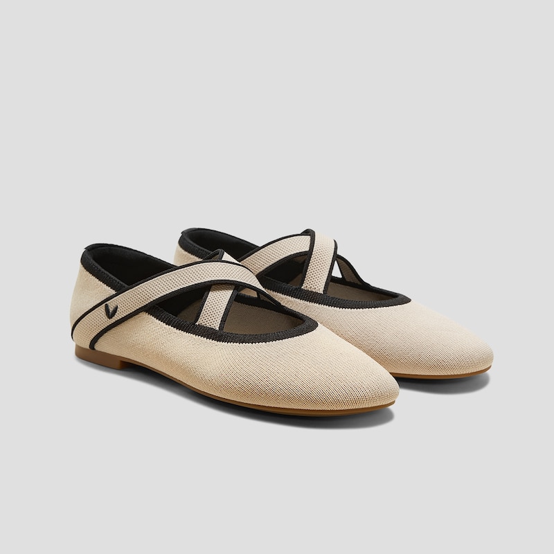 Almond-Toe Mary-Jane Flats (Nia), ALMOND BLACK, EU35 | VIVAIA