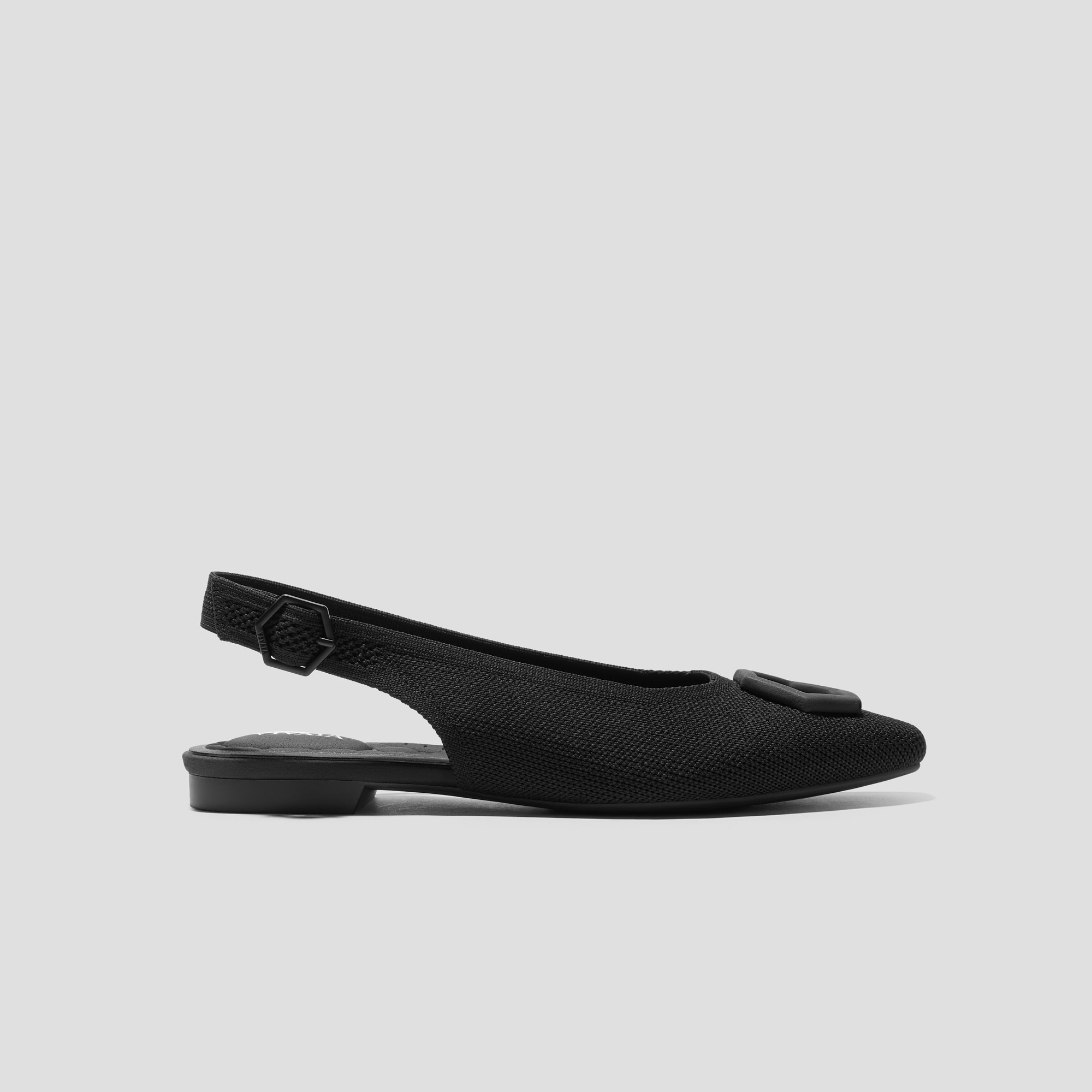 Mini Square-Toe Flat Slingback (Kalina), Black, EU37.5 | VIVAIA