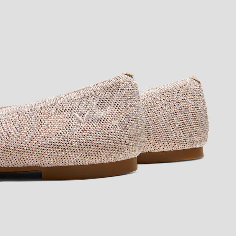 Almond-Toe Pressure-Free Flats (Nubia) + Rhinestone Chain, Rose gold + Gold, EU35 | VIVAIA