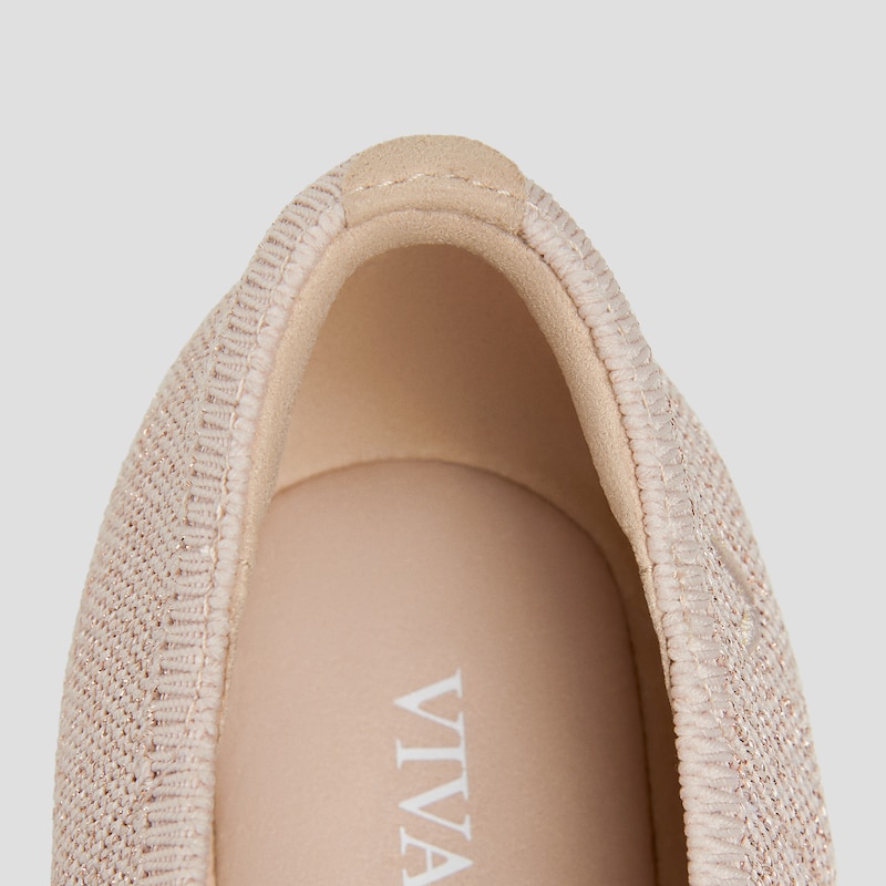 Almond-Toe Pressure-Free Flats (Nubia) + Rhinestone Chain, Rose gold + Gold, EU35 | VIVAIA