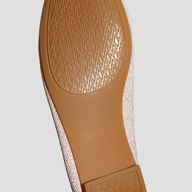 Almond-Toe Pressure-Free Flats (Nubia) + Rhinestone Chain, Rose gold + Gold, EU35 | VIVAIA