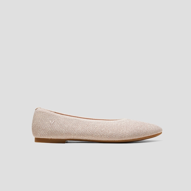 Almond-Toe Pressure-Free Flats (Nubia) + Rhinestone Chain, Rose gold + Gold, EU35 | VIVAIA