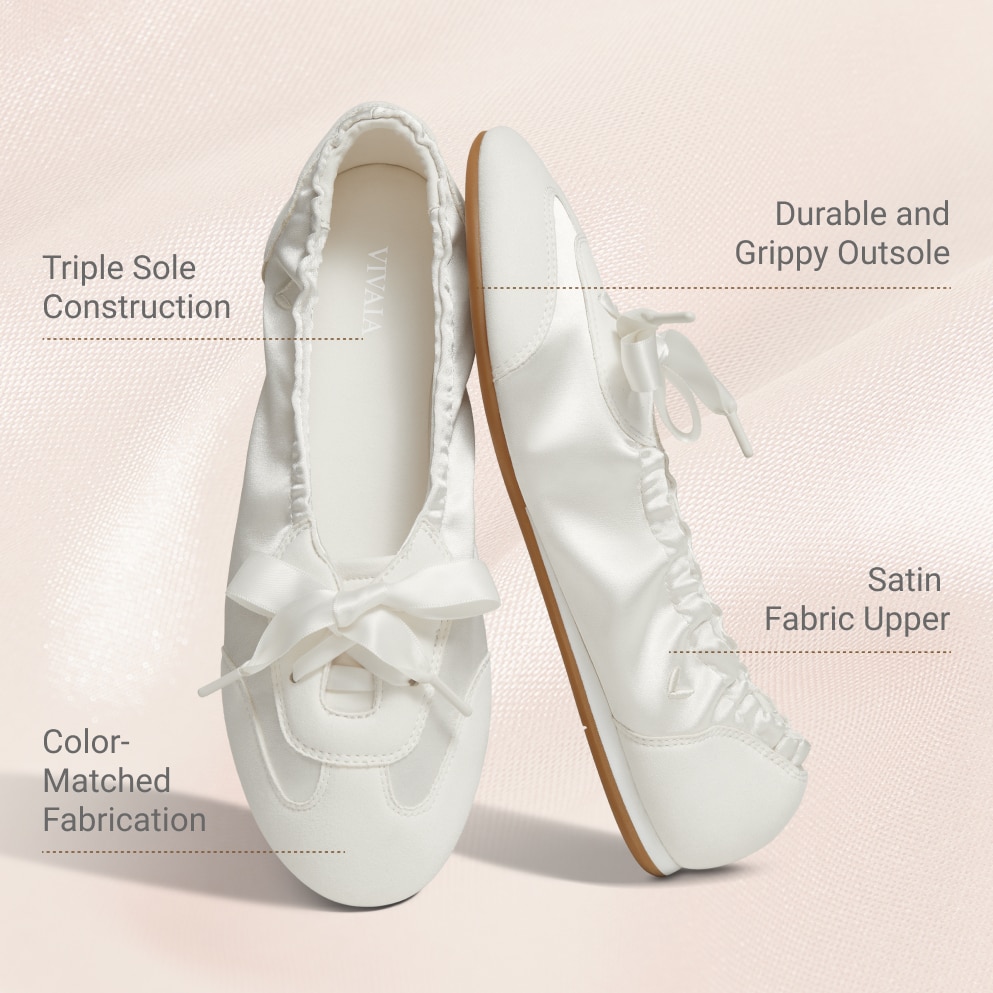 Round-Toe Satin Sneakerina (Yanka), LIGHT GOLD | VIVAIA