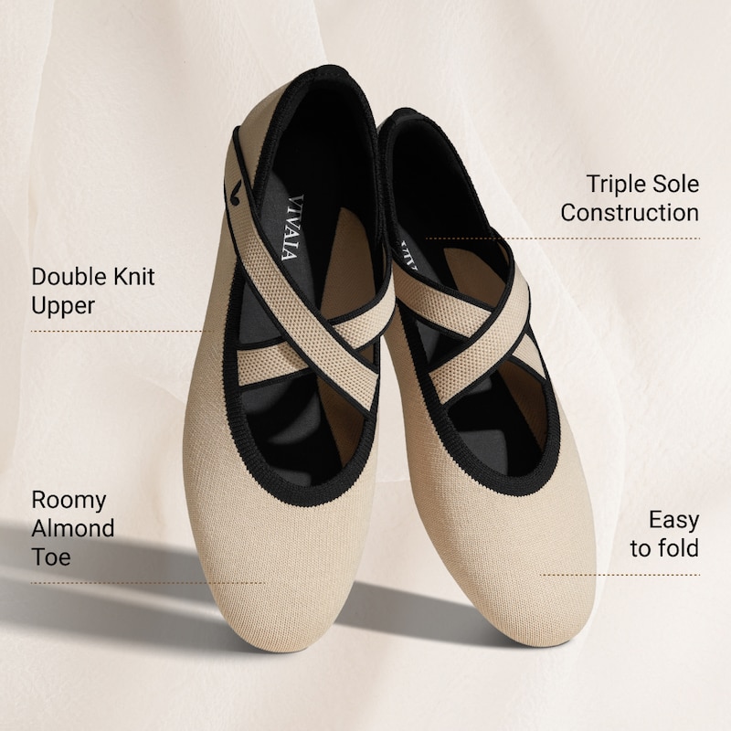 Almond-Toe Mary-Jane Flats (Nia), ALMOND BLACK, EU35 | VIVAIA