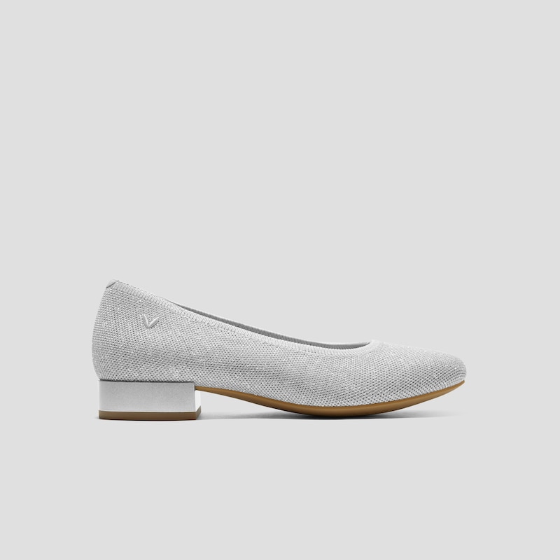 Round-Toe Block Heel Pumps (Barbara) + Rhinestone Chain, METALLIC DIAMOND + SILVER, EU36.5 | VIVAIA