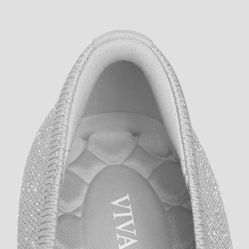 Round-Toe Block Heel Pumps (Barbara) + Rhinestone Chain, METALLIC DIAMOND + SILVER, EU36.5 | VIVAIA