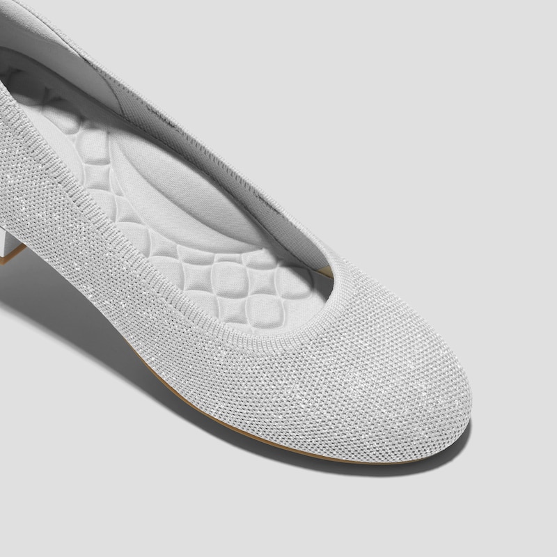 Round-Toe Block Heel Pumps (Barbara) + Rhinestone Chain, METALLIC DIAMOND + SILVER, EU36.5 | VIVAIA