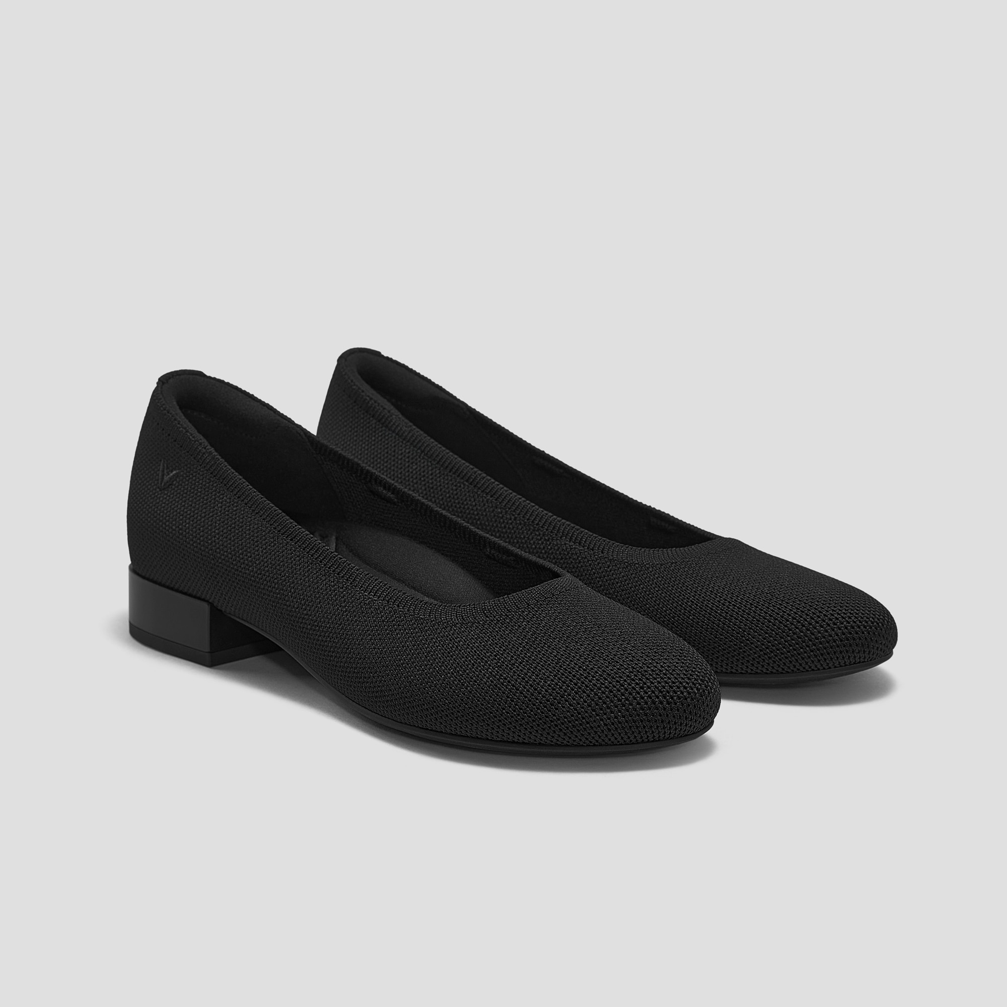 Round-Toe Small Bow Block Heels (Barbara), Black, EU37.5