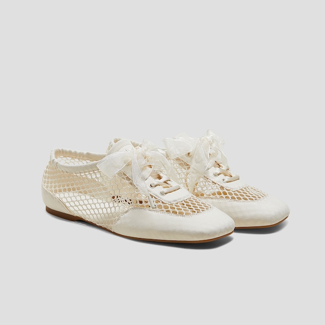 Square-Toe Lace-Up Sneakerina (Cristina)