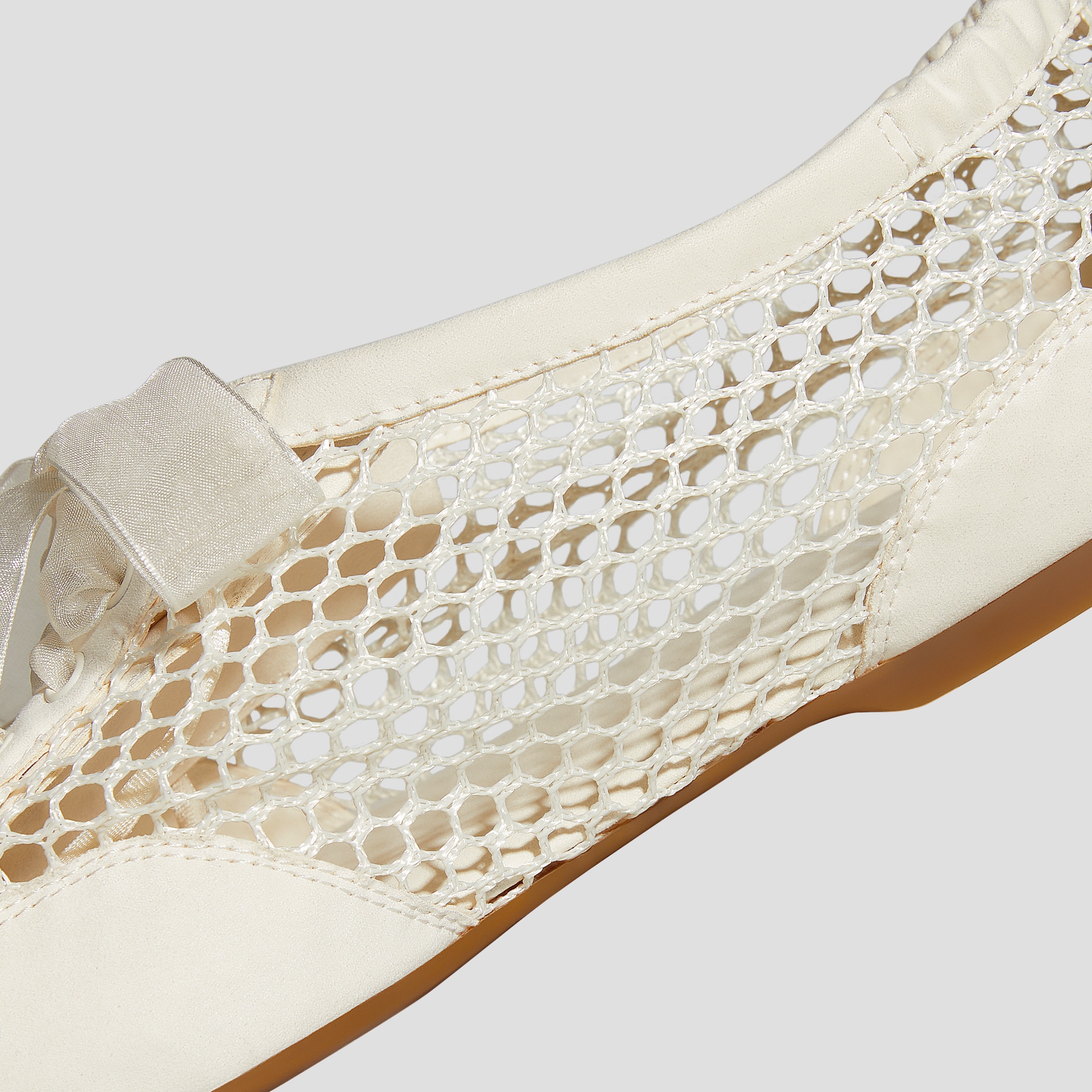 Square-Toe Lace-Up Sneakerina (Cristina), CREAM MESH, EU36.5 | VIVAIA