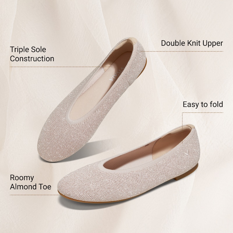 Almond-Toe Nude Flats (Nubia), Rose gold, EU35 | VIVAIA