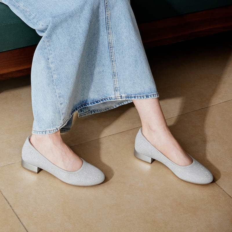 Round-Toe Small Bow Block Heels (Barbara), METALLIC DIAMOND, EU35 | VIVAIA