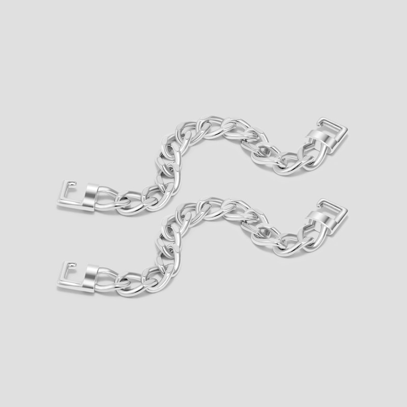 Round-Toe Block Heel Pumps (Barbara) + Cuban Chain, Black + Silver, EU35 | VIVAIA