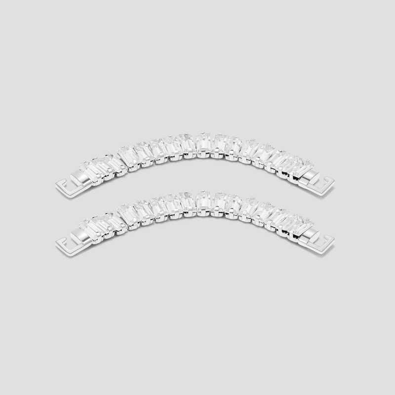 Round-Toe Block Heel Pumps (Barbara) + Rhinestone Chain, METALLIC DIAMOND + SILVER, EU36.5 | VIVAIA