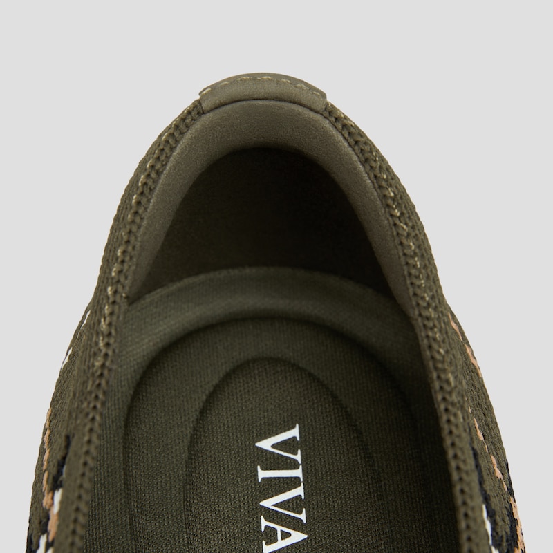 Square-Toe V-Cut Flats (Margot 2.0), DK.OLIVE LINED PLAID, EU35 | VIVAIA