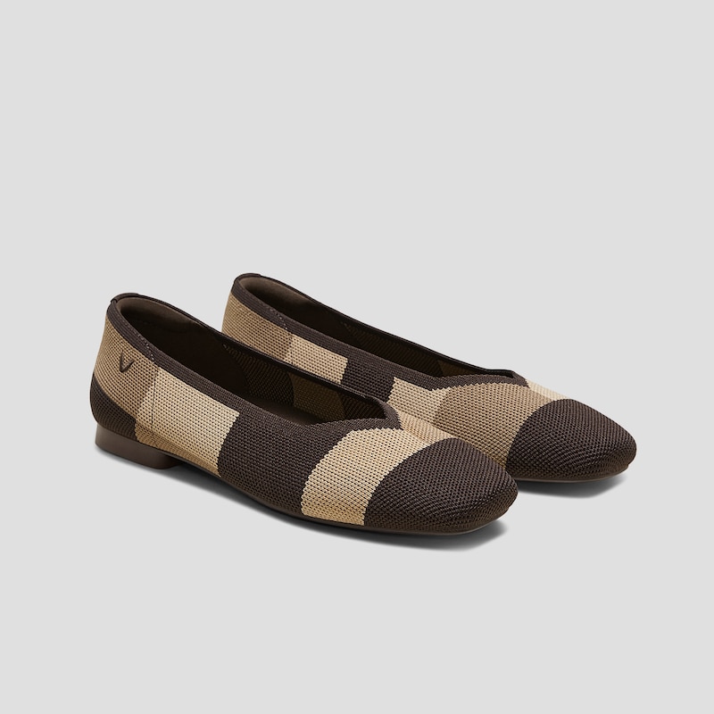 Square-Toe V-Cut Flats (Margot 2.0), BROWN BLOCK, EU35 | VIVAIA