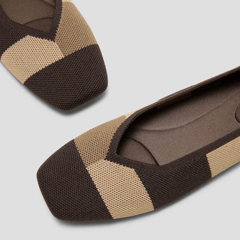 Square-Toe V-Cut Flats (Margot 2.0), BROWN BLOCK, EU35 | VIVAIA