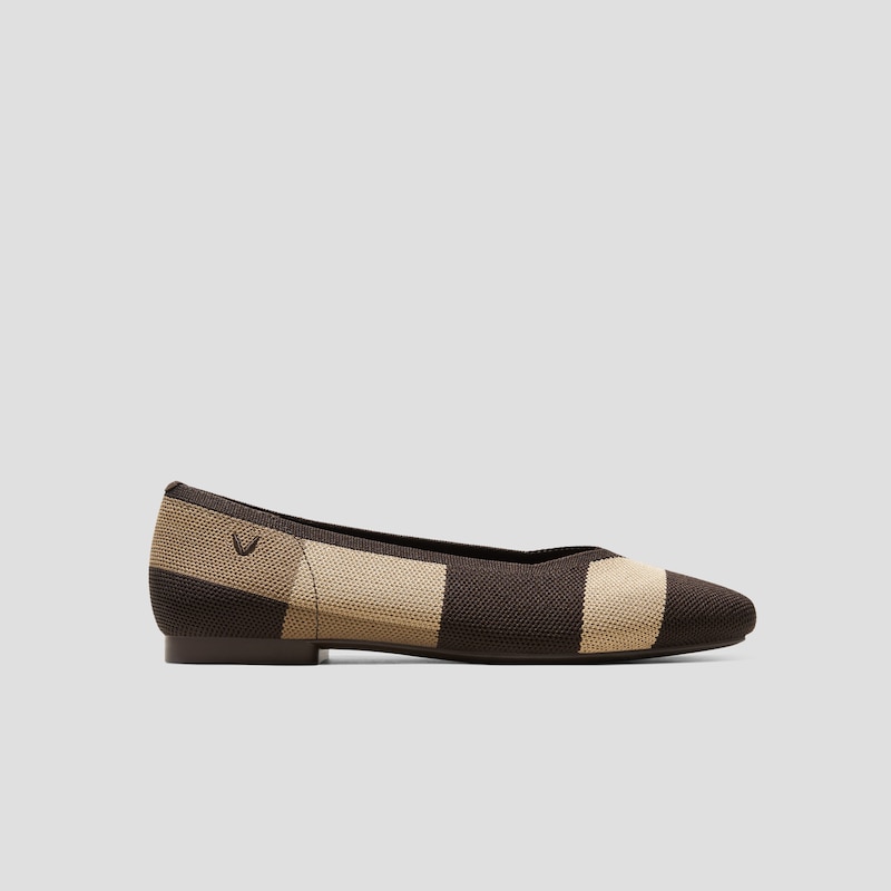 Square-Toe V-Cut Flats (Margot 2.0), BROWN BLOCK, EU35 | VIVAIA