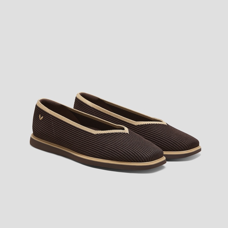 Square-Toe All-Day Standing Flats (Mabel), DK.CHOCOLATE NUDE, EU35 | VIVAIA