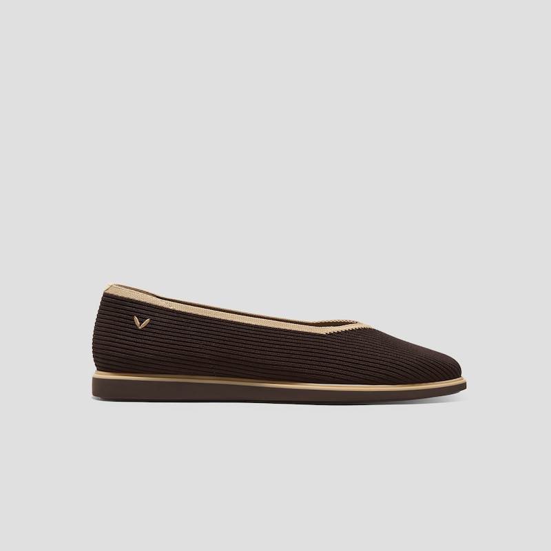 Square-Toe All-Day Standing Flats (Mabel), DK.CHOCOLATE NUDE, EU35 | VIVAIA