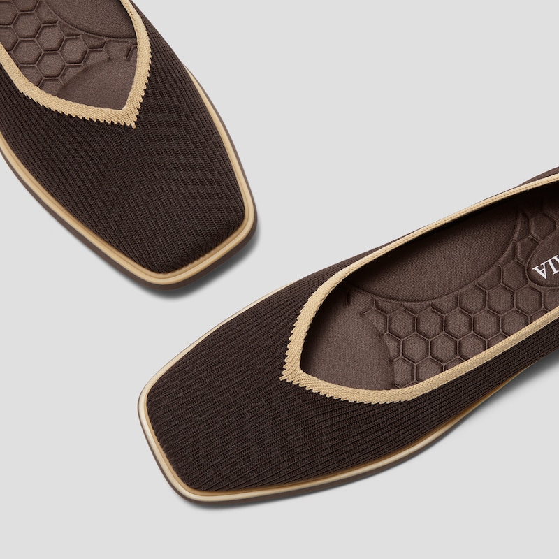 Square-Toe All-Day Standing Flats (Mabel), DK.CHOCOLATE NUDE, EU35 | VIVAIA