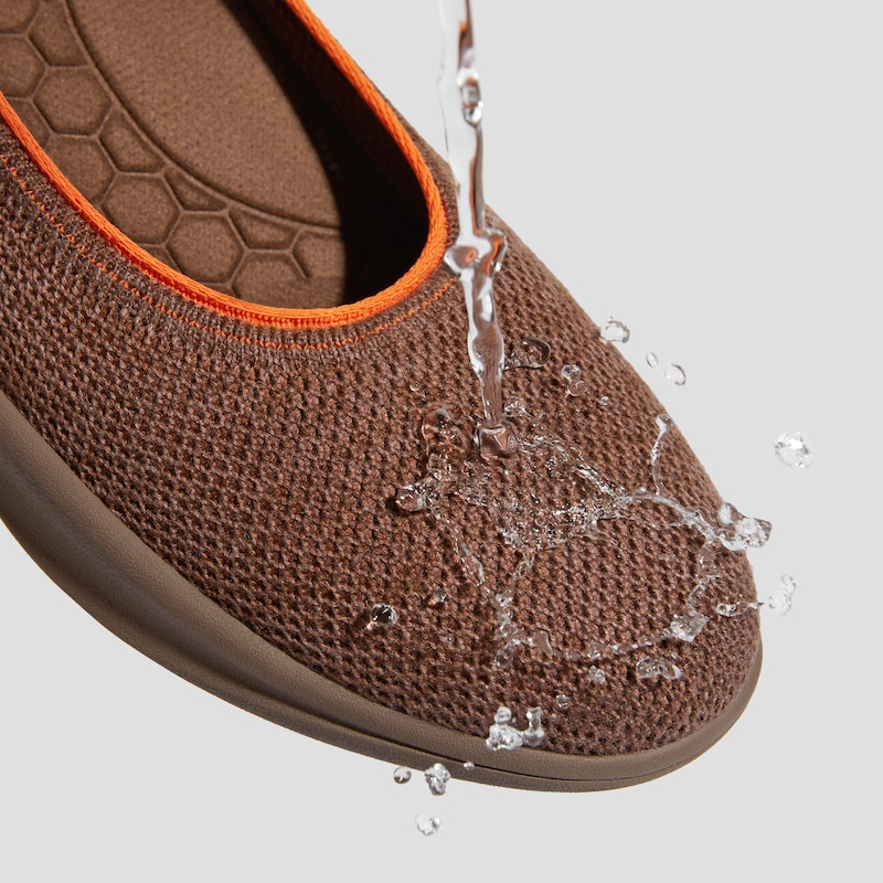 Water-Repellent Round-Toe All-Day Sneaker Flats (Izabel), COFFEE ORANGE, EU35 | VIVAIA