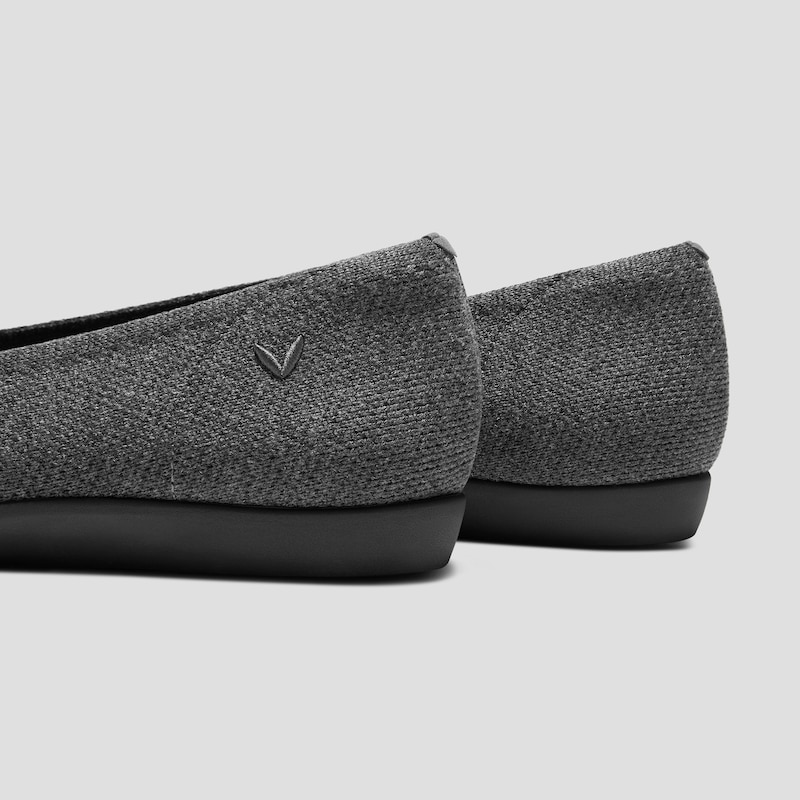 Lightweight Square-Toe V-Cut Flats (Margot Walker), RICH GREY WOOL, EU35 | VIVAIA