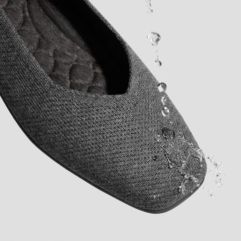 Lightweight Square-Toe V-Cut Flats (Margot Walker), RICH GREY WOOL, EU35 | VIVAIA