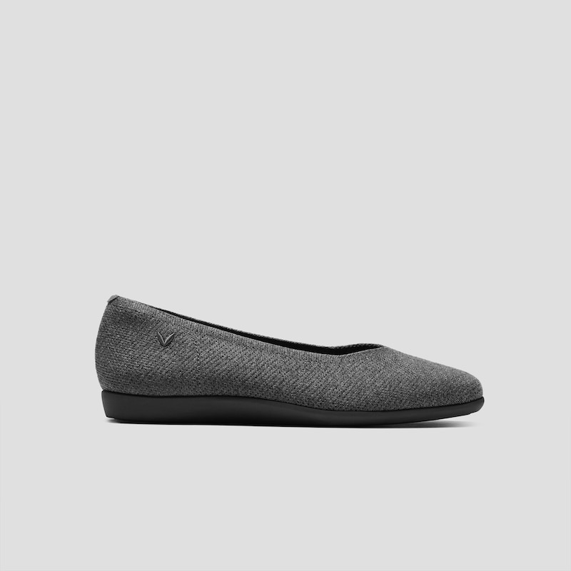 Lightweight Square-Toe V-Cut Flats (Margot Walker), RICH GREY WOOL, EU35 | VIVAIA