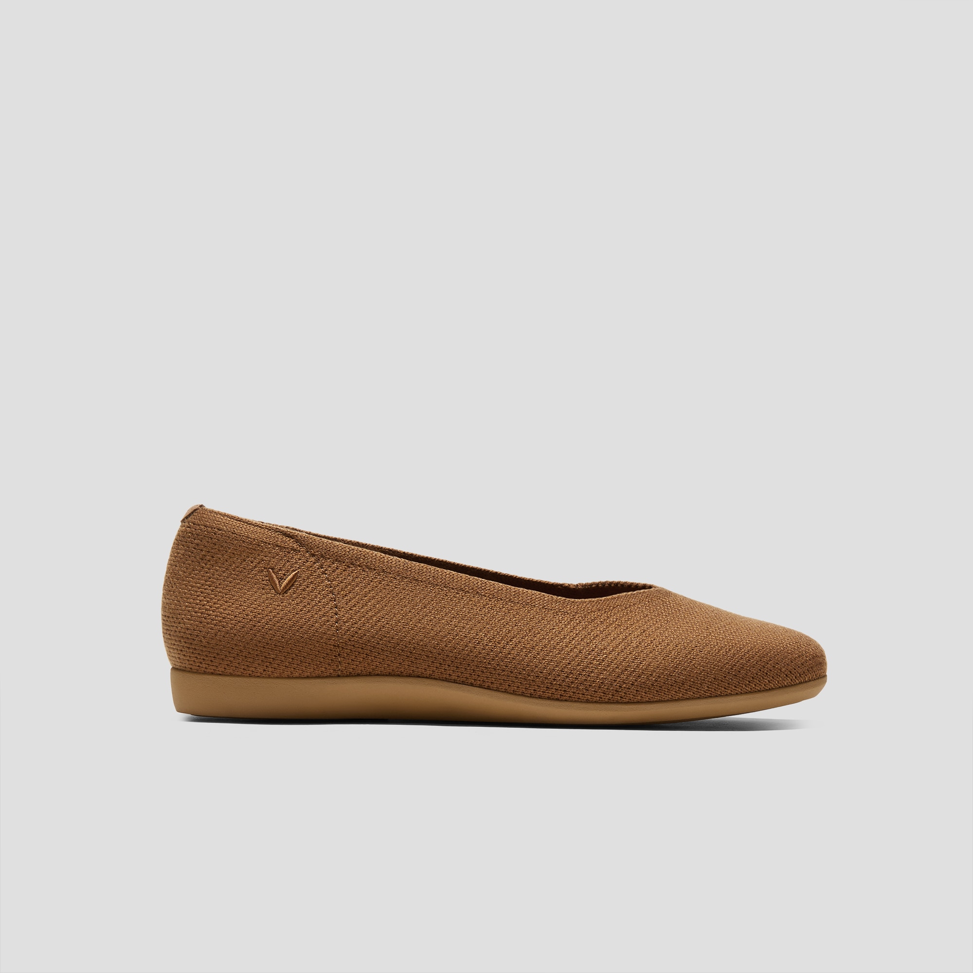 Lightweight Square-Toe V-Cut Flats (Margot Walker), CARAMEL WOOL