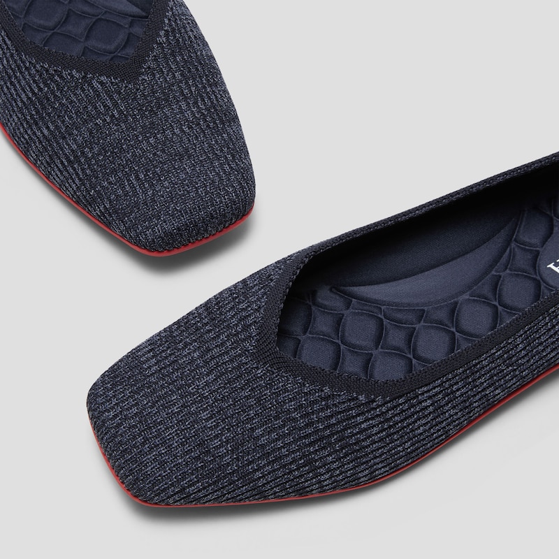 Lightweight Square-Toe V-Cut Flats (Margot Walker), DK.DENIM RUBY RED, EU35 | VIVAIA