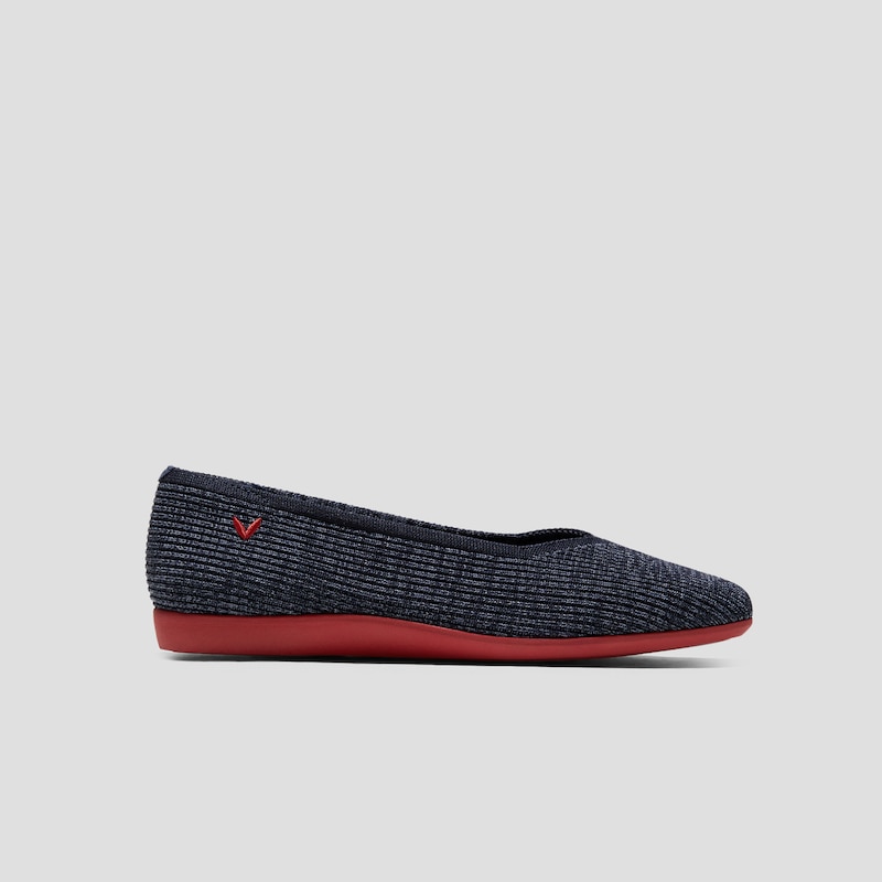 Lightweight Square-Toe V-Cut Flats (Margot Walker), DK.DENIM RUBY RED, EU35 | VIVAIA