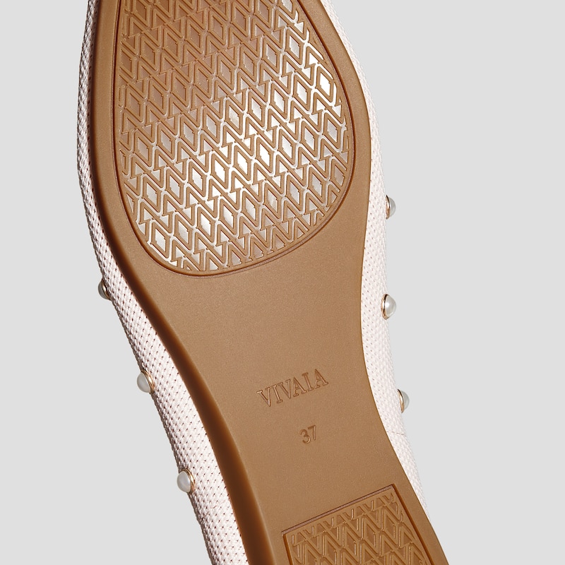Pointed-Toe Bow Flats (Addriane), BALLET BLUSH PEARLS | VIVAIA