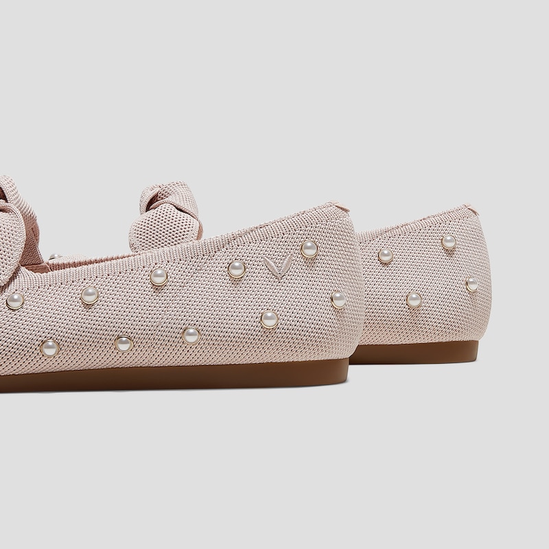 Pointed-Toe Bow Flats (Addriane), BALLET BLUSH PEARLS | VIVAIA