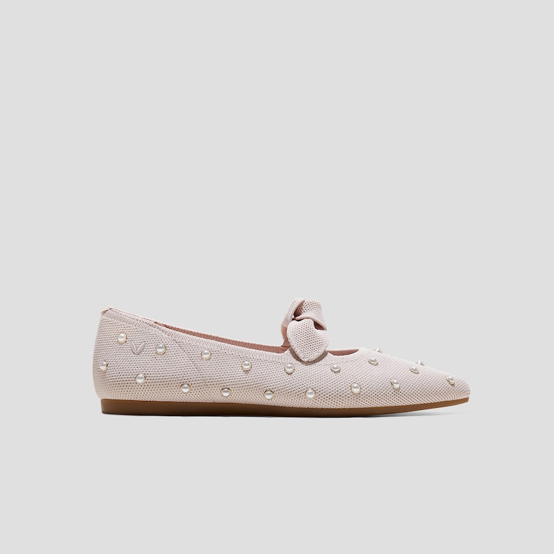 Pointed-Toe Bow Flats (Addriane), BALLET BLUSH PEARLS | VIVAIA