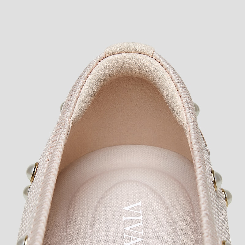 Pointed-Toe Bow Flats (Addriane), BALLET BLUSH PEARLS | VIVAIA