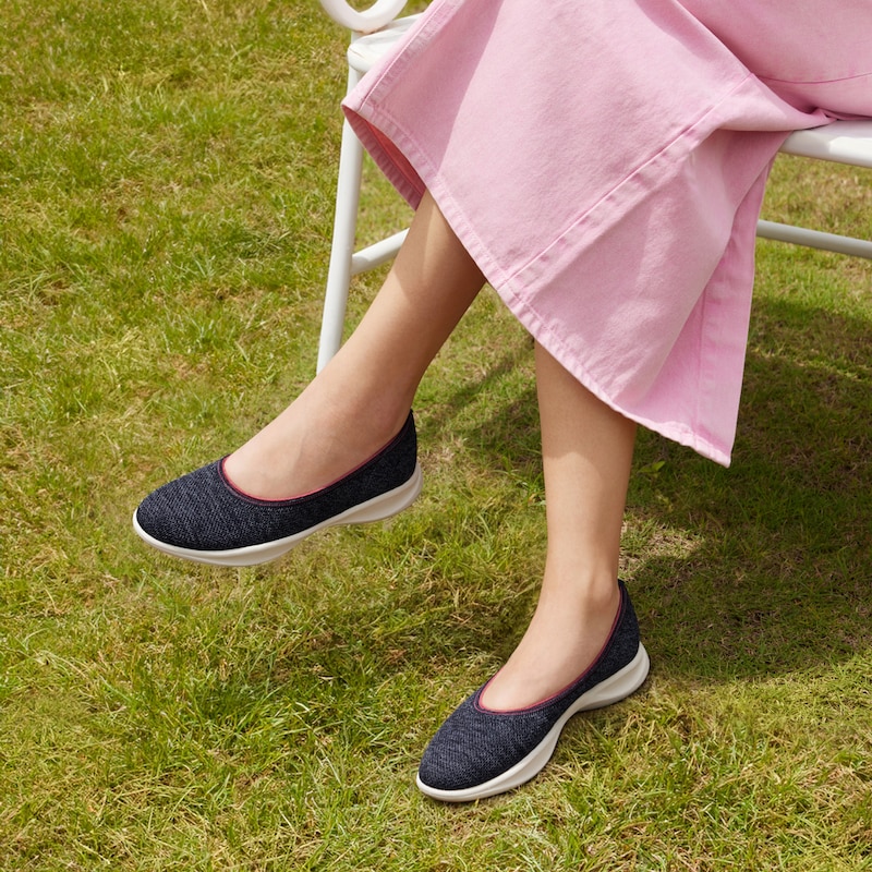 Water-Repellent Round-Toe All-Day Sneaker Flats (Izabel), DK.DENIM RASBERRY, EU35 | VIVAIA