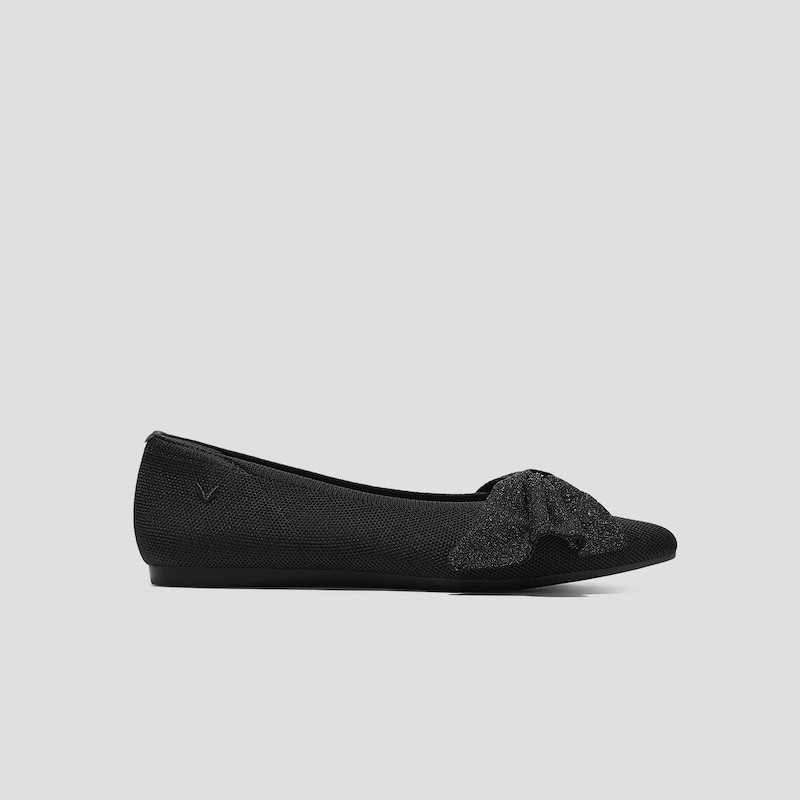 Pointed-Toe Bow Flats (Azura), BLACK METALLIC, EU35 | VIVAIA