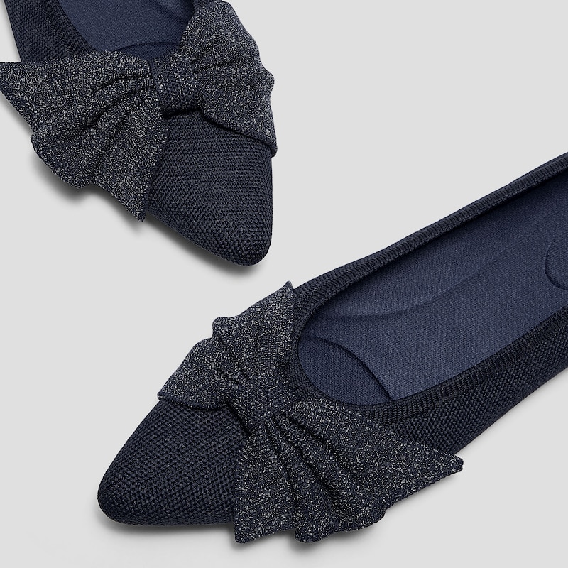 Pointed-Toe Bow Flats (Azura), NAVY METALLIC, EU35 | VIVAIA