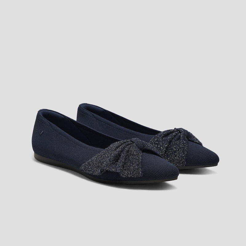 Pointed-Toe Bow Flats (Azura), NAVY METALLIC, EU35 | VIVAIA
